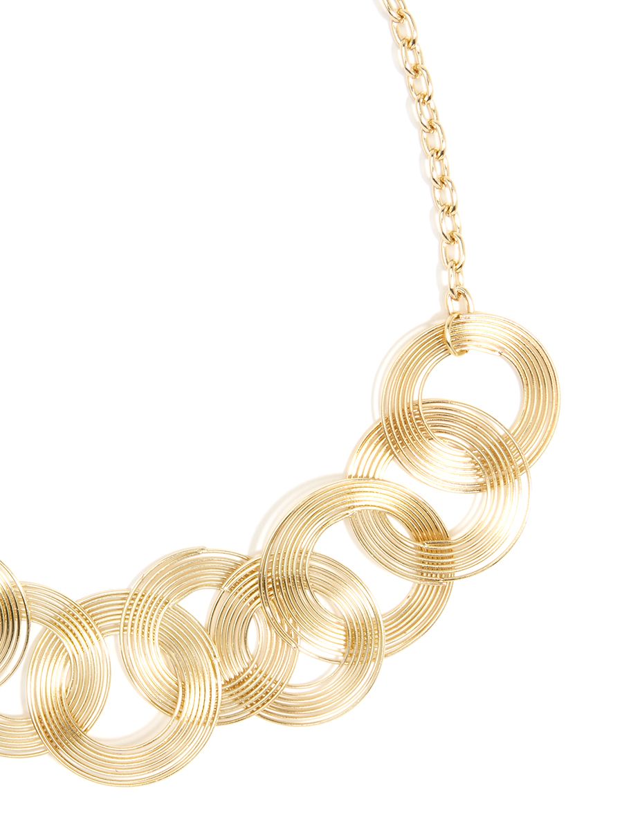 Bib Metal Necklace With Coil Circles - Modern Angles Style and Class