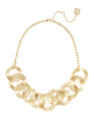 Bib Metal Necklace With Coil Circles - Modern Angles Style and Class